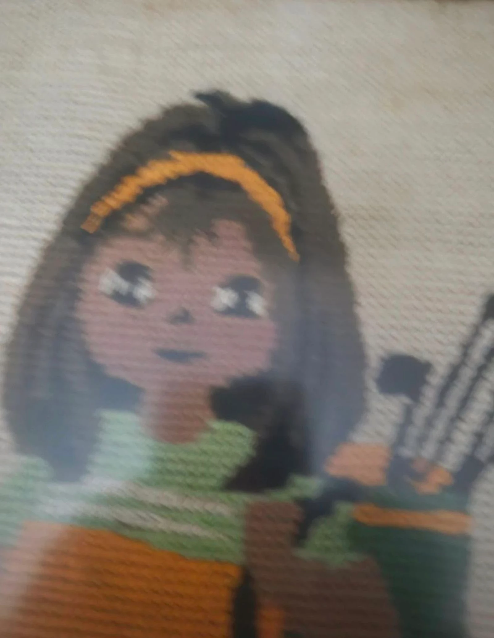 Quadro bordado à mão em ponto meio. Boneca golfista – photo 5